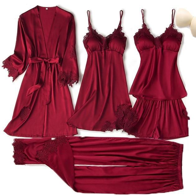 SweetSilk - Ultra Soft Luxury Satin Nightie Set of 5 pieces