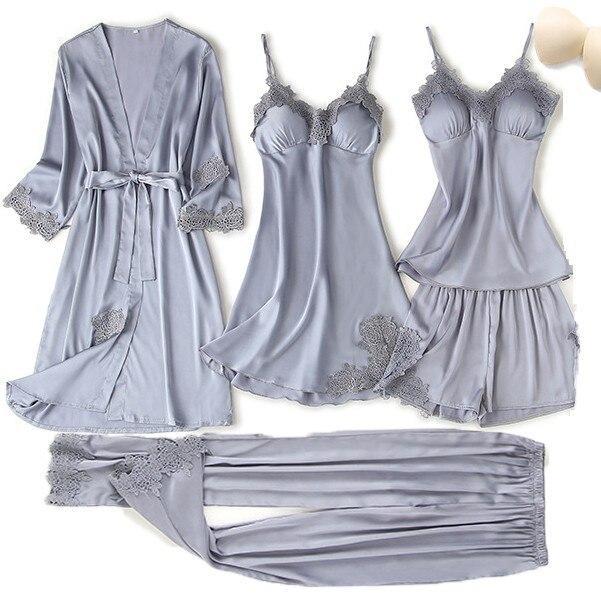 SweetSilk - Ultra Soft Luxury Satin Nightie Set of 5 pieces